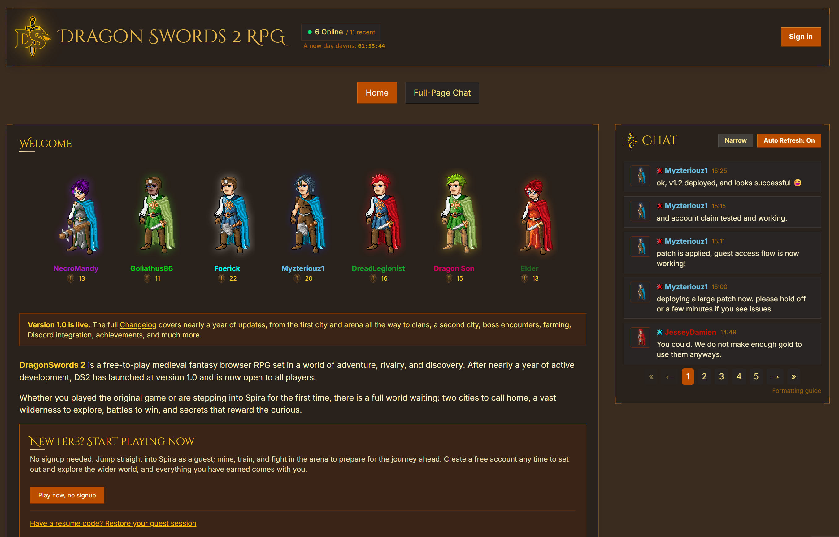 Our new landing page with guest access.